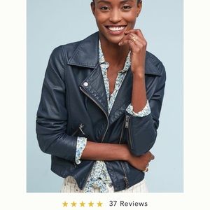 Black Anthropologie vegan leather jacket